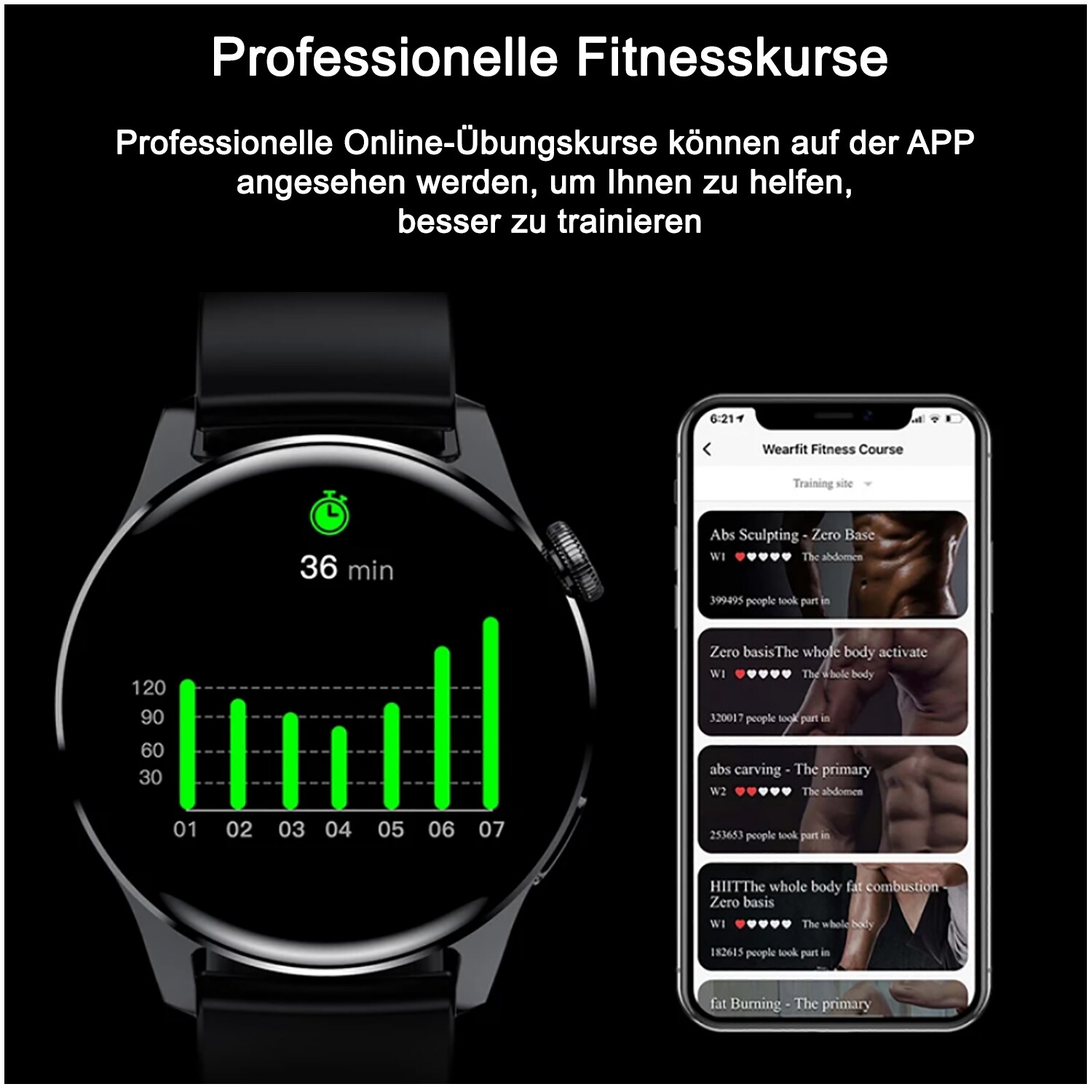 TPFNet Smart Watch / Fitness Tracker IP67 für Damen & Herren - Edelstahl Armband - Android & IOS - Schwarz