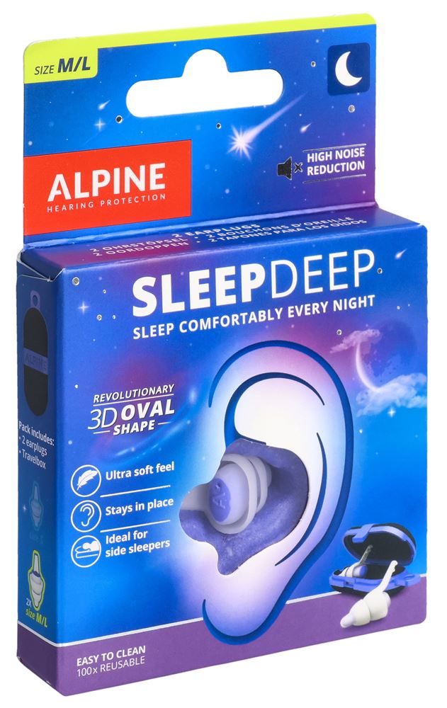 ALPINE SleepDeep Gehörschutzstöpsel mit Euroloch 1 Paar