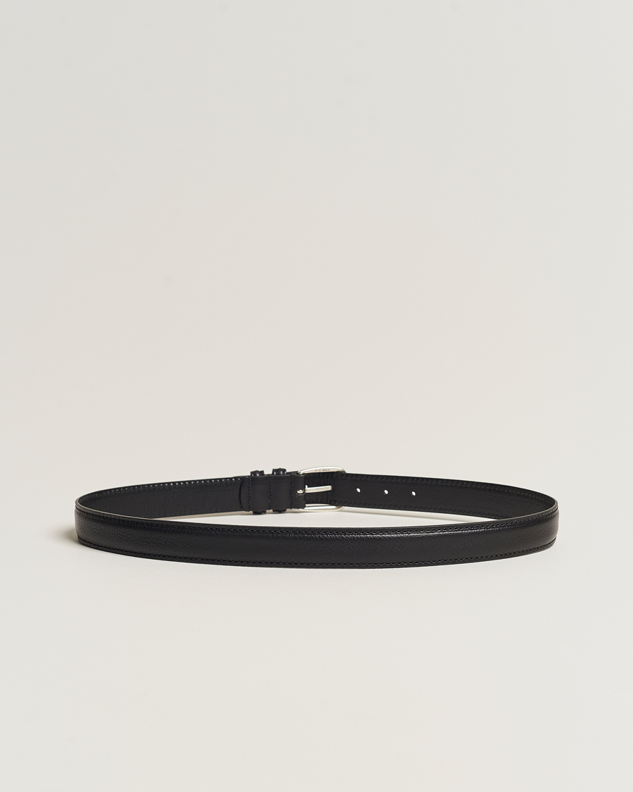 Anderson's Grained Leather Belt 3 cm Black