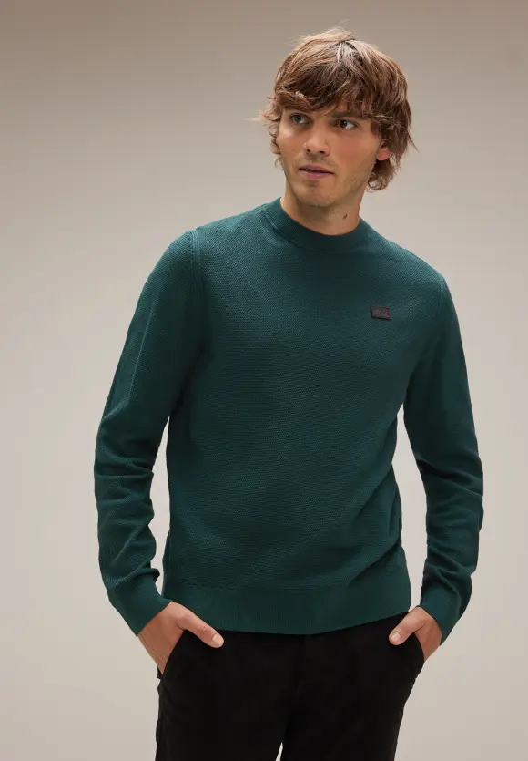 Feiner Strukturpullover - moss green