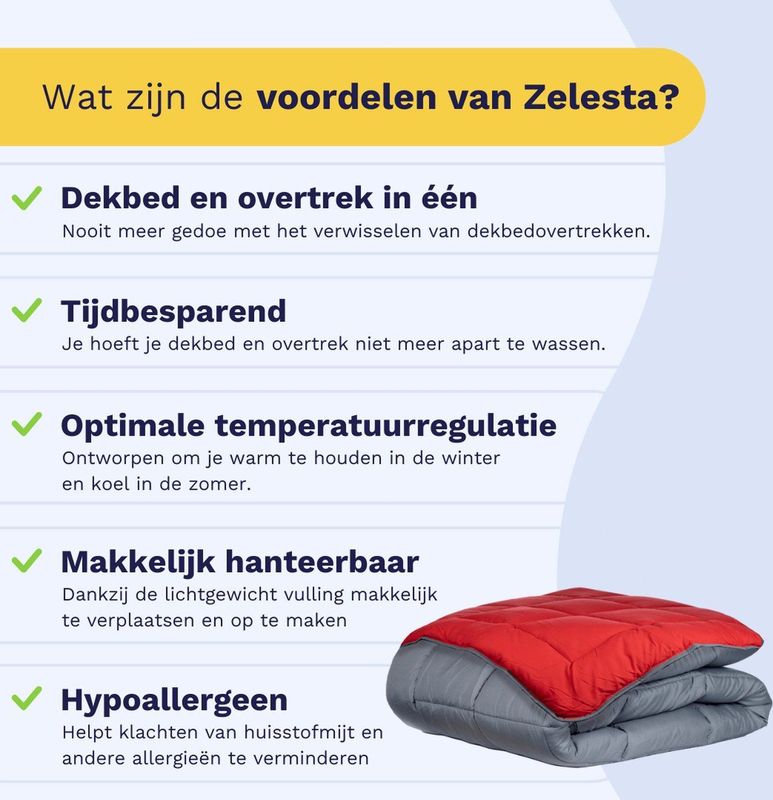 Zelesta - Easybed - Antraciet & Rood - Wasbaar Dekbed - Microvezel