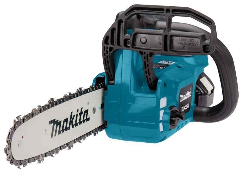 Makita DUC254PT4J 18 V Tophandle kettingzaag 25 cm  (4x5.0 Ah) en duo snellader, in mbox