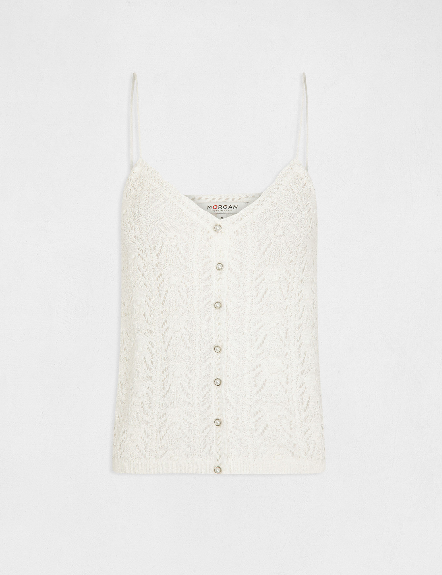 Débardeur pull avec col en V ecru femme - ecru