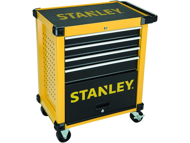 Stanley Werkstattwagen 4 Schubladen, bestückt mit 9 Modulen Werkstattwagen mit Grundausstattung an Werkzeugen in praktischem TransModul System