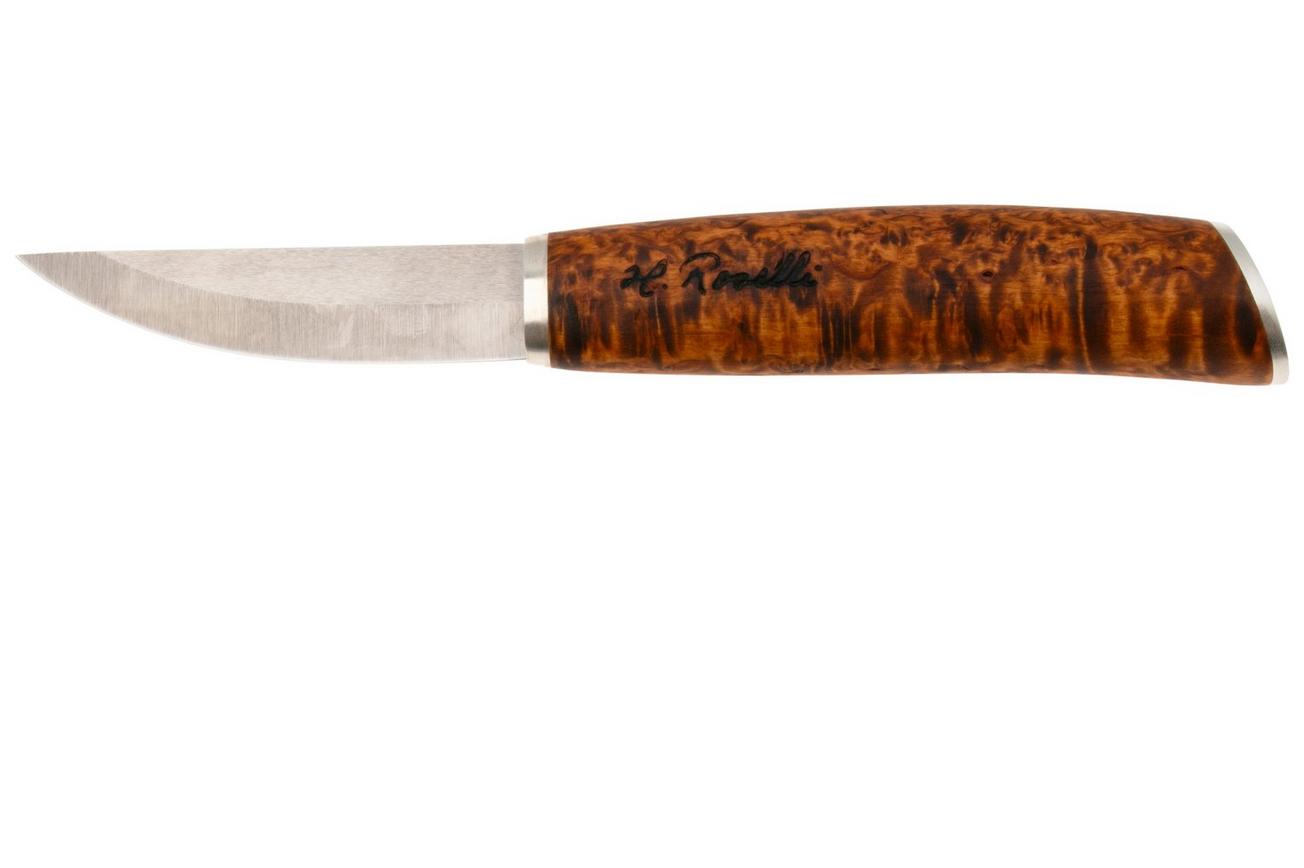 Roselli Carpenter knife RIRW210S Satin UHC, Curly Birch Silver Ferrule, vaststaandmes