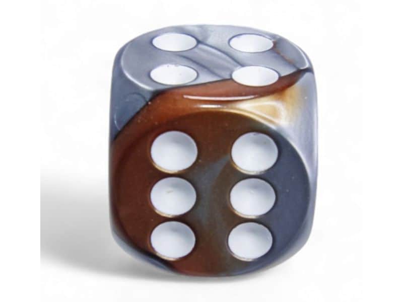Chessex Würfelset Gemini 16 mm d6 Kupfer-Gold/Weiss 12 Stk. Würfelset mit 12 Würfeln
