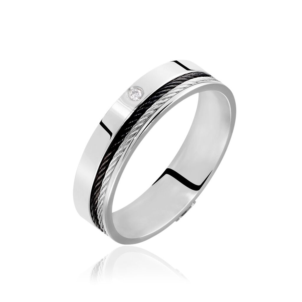 Bague Madine Acier Blanc Diamant