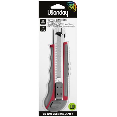 Wonday - Cutter rétractable - autobloquant - 18 mm + 6 lames