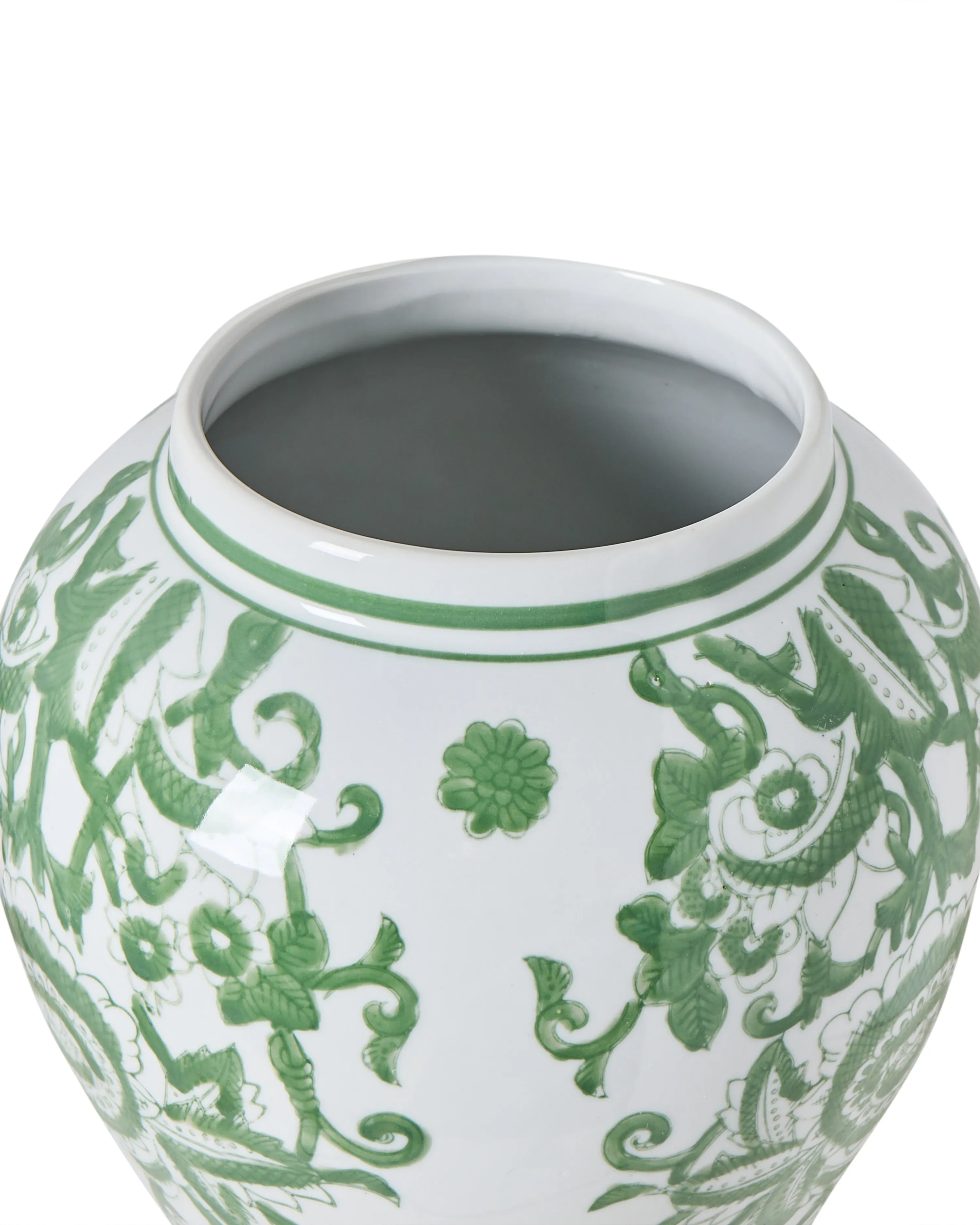 Vaas met deksel MONDRAGON Porselein 37 cm Wit/groen