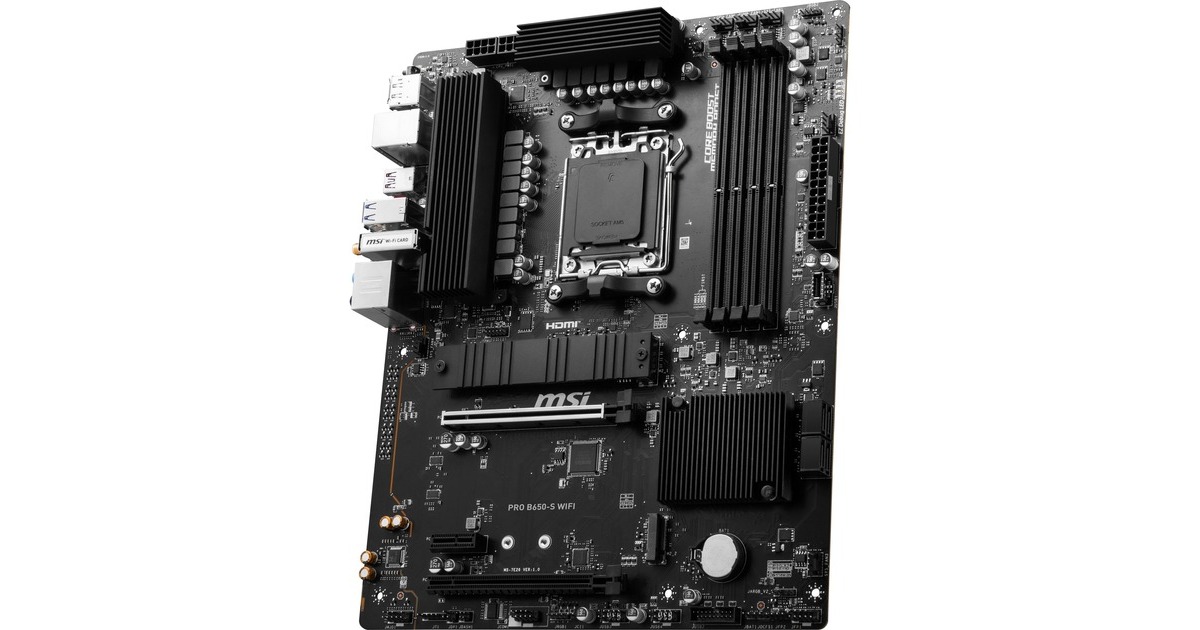 MSIPRO B650-S WIFI socket AM5 moederbord  (Zwart, RAID, 2.5 GbE-LAN, Wi-Fi 6E, BT, Sound, ATX)