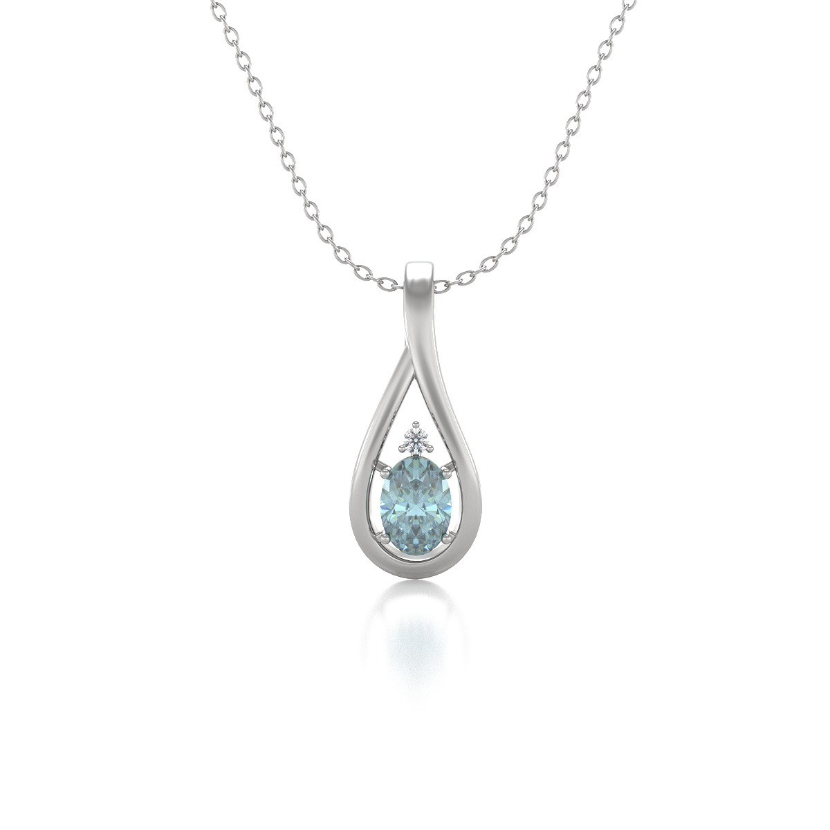 Collier Pendentif Aigue-Marine et Diamant - Élégance Moderne | Aden