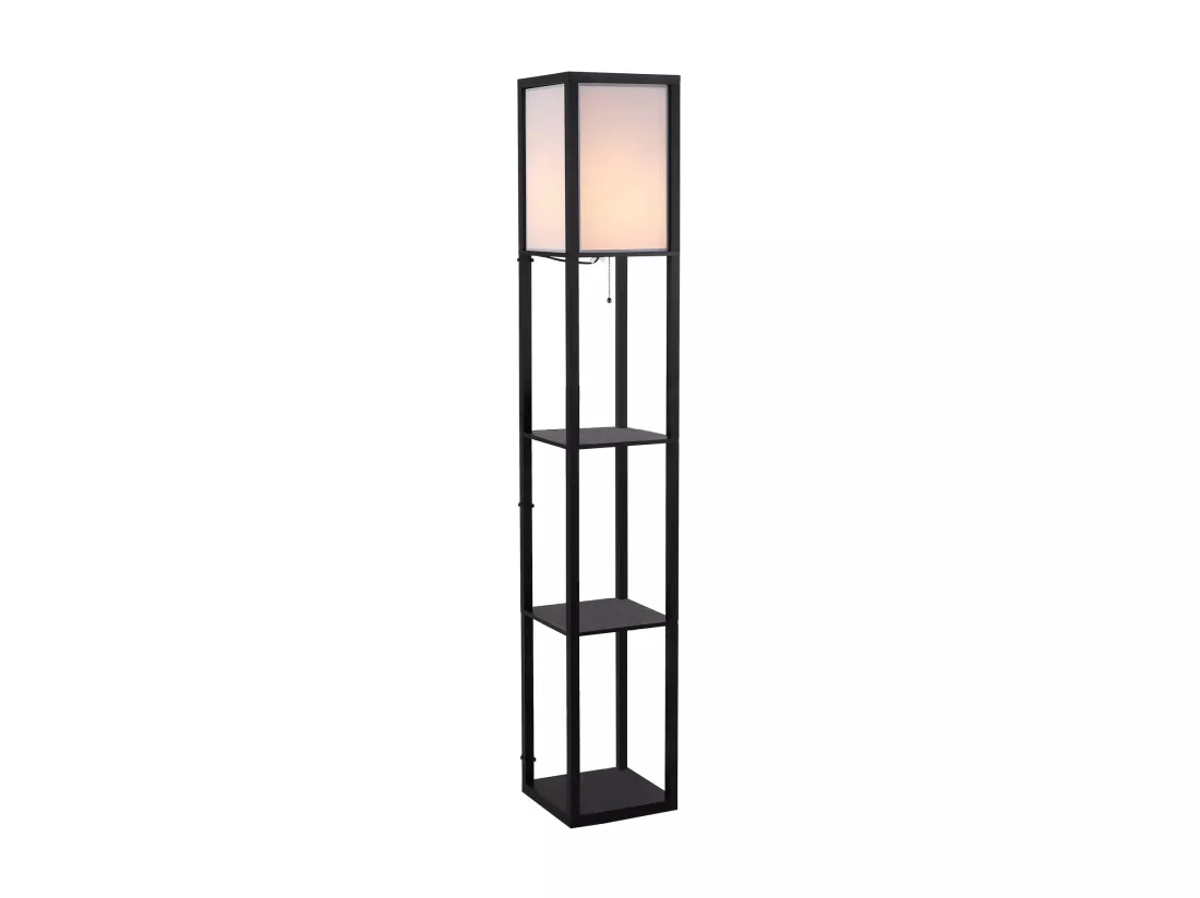 Lampadaire étagère lampe étagère 26L x 26l x 160H cm 3 étagères 4 niveaux MDF noir