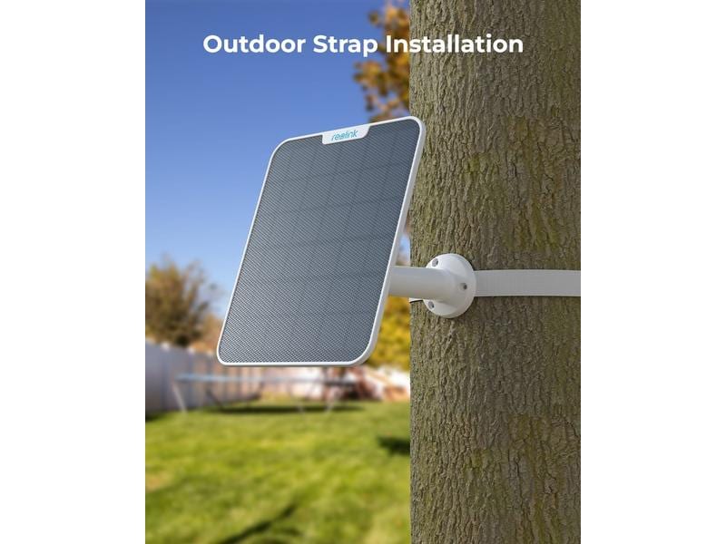 Reolink Zubehör Solarpanel 2 mit USB-C Anschluss Für alle Reolink Kameras mit Batterien sowie Micro-USB oder USB-C Anschluss, mit Zubehörteilen für die Montage – Weiss