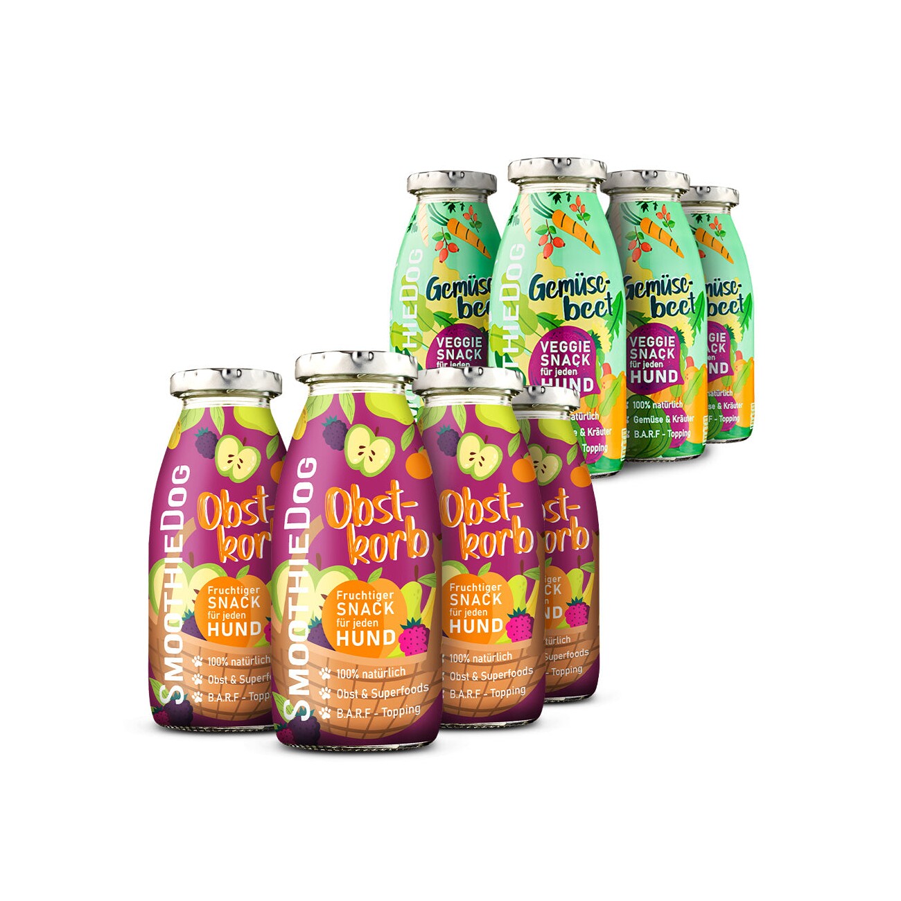 SmoothieDog Gemüsebeet 4x 250 ml + Obstkorb 4x 250 ml