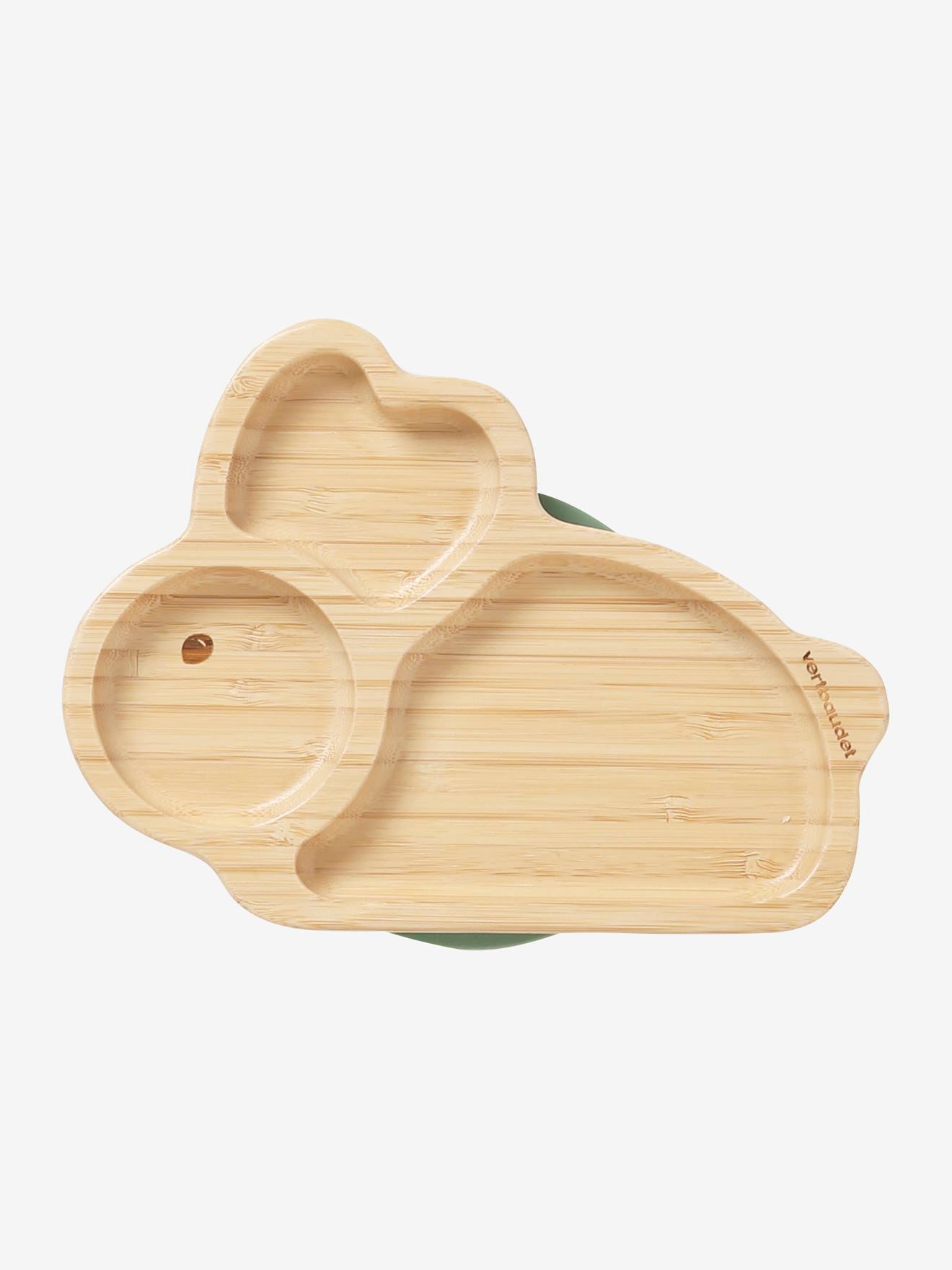 Prato de bambu com coelho liso bege claro