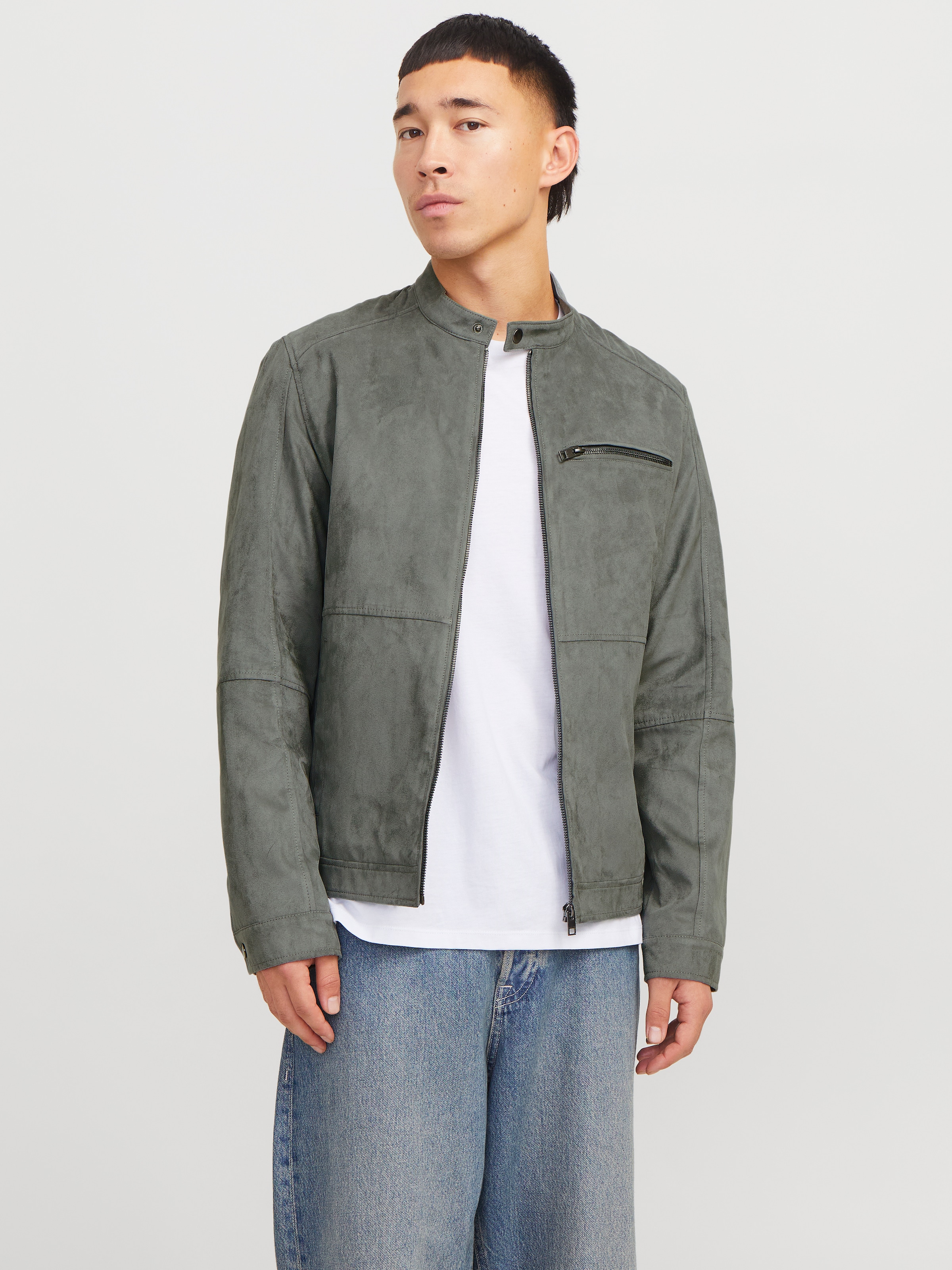 Jack & Jones Bikerjacke »JJEDYLAN mit wasserabweisender Funktion« ohne Kapuze unifarben, modisch, regular fit, Polyester