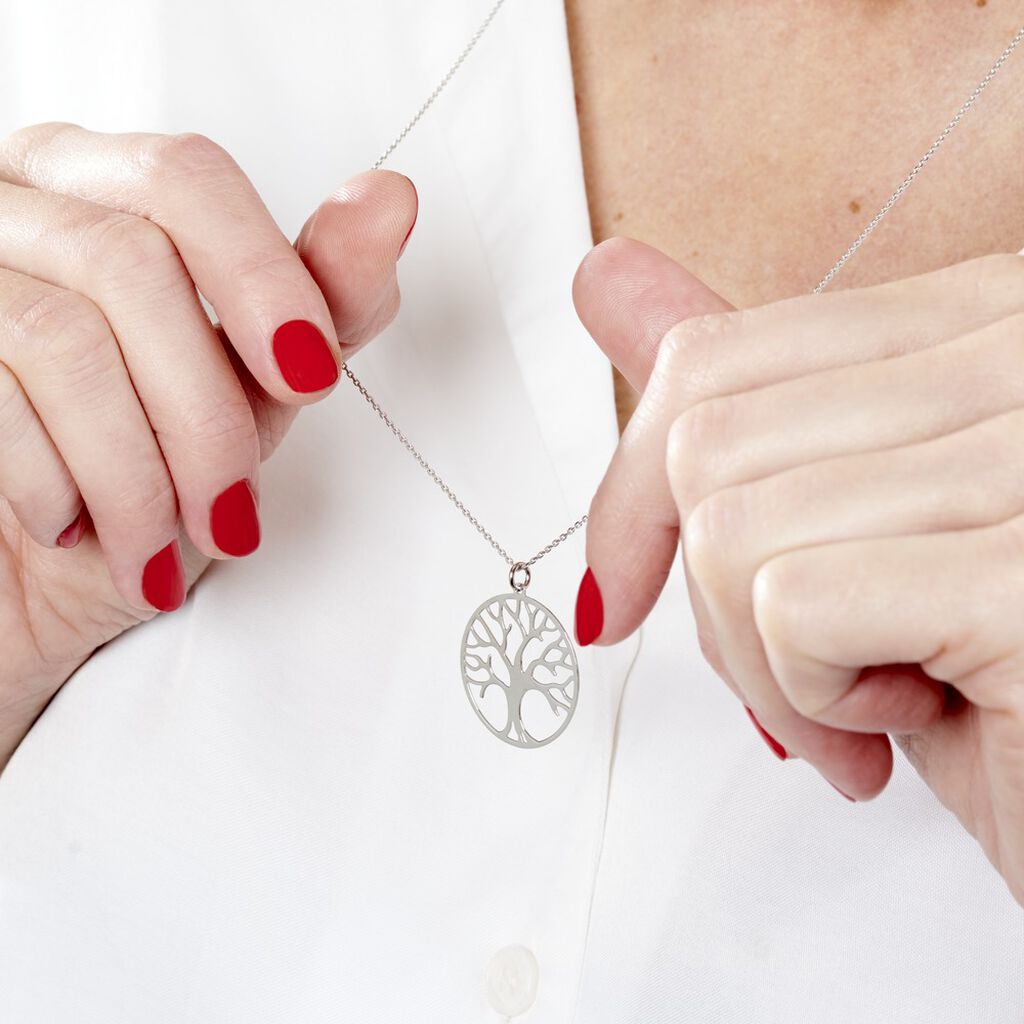 Collier Sautoir Philana Argent Blanc