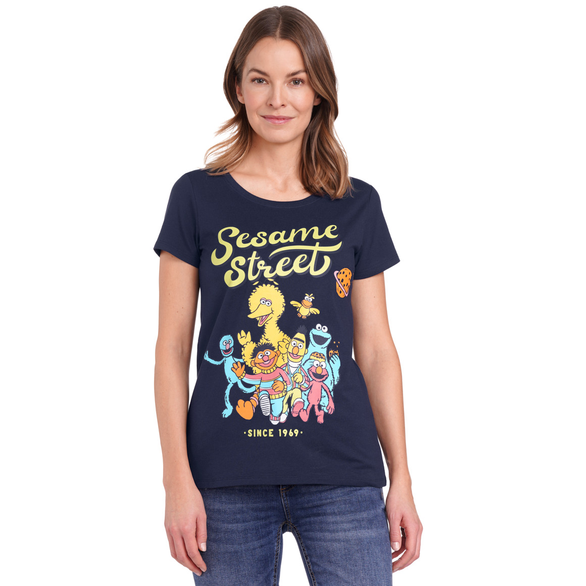Gina Sesamstraße T-Shirt mit Print dunkelblau