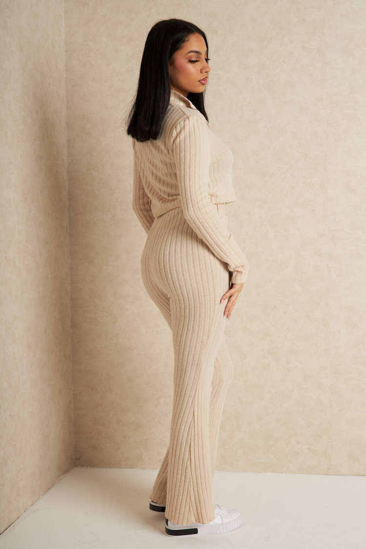 Ensemble 2 pièces gilet + pantalon beige côtelé