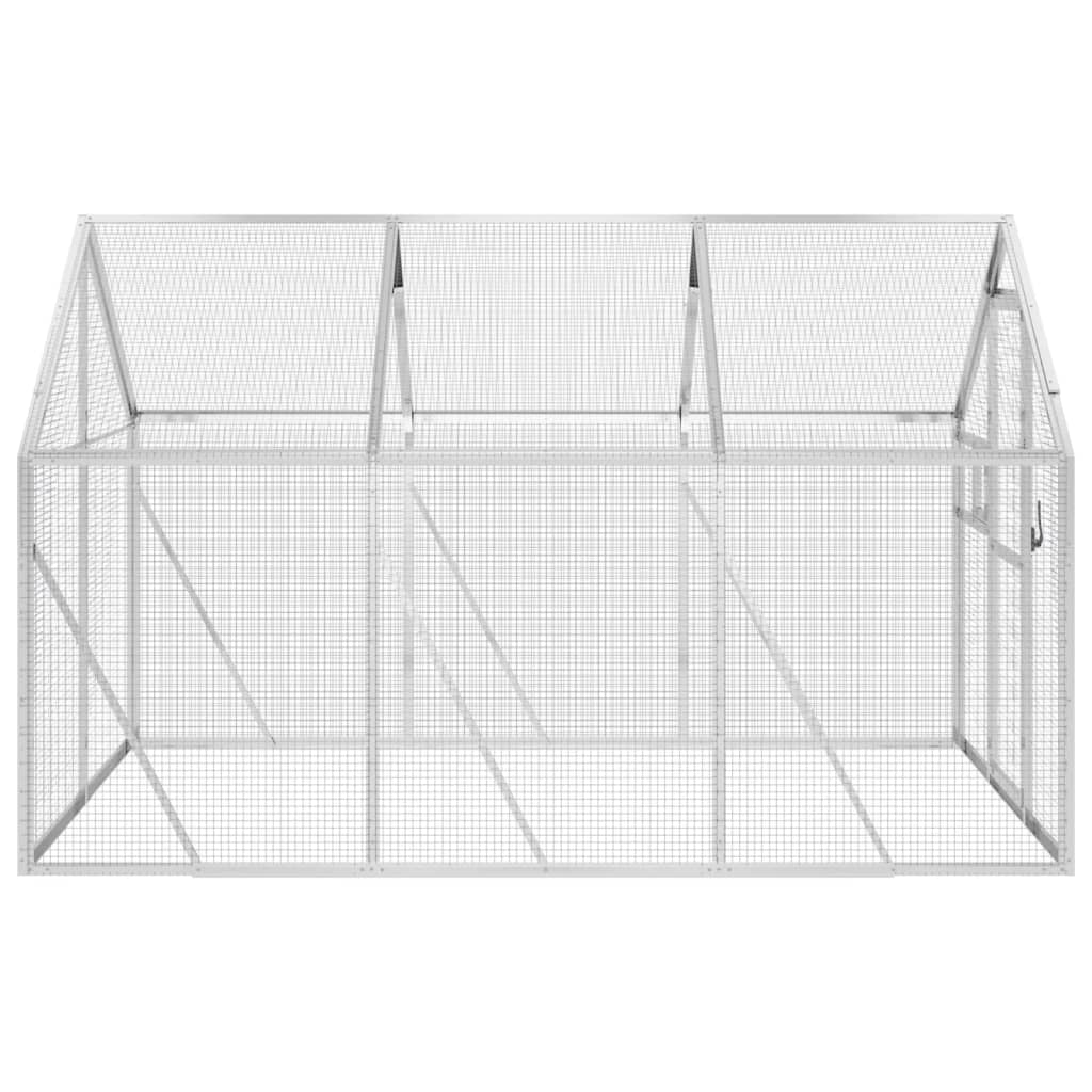 Gaiola para pássaros em alumínio vidaXL, prata, 1,79 x 10 x 1,85 m