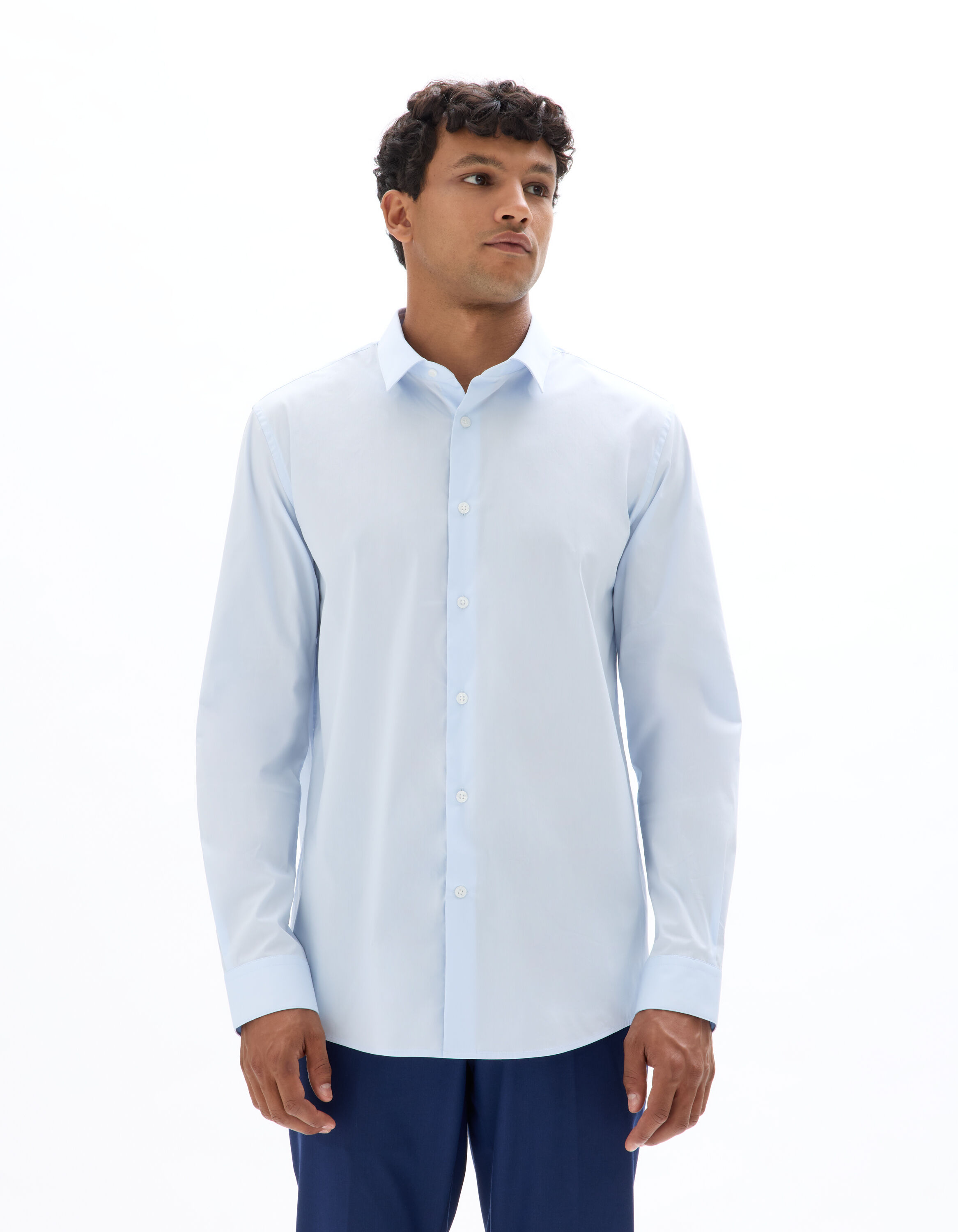 Chemise regular en coton stretch - bleu clair