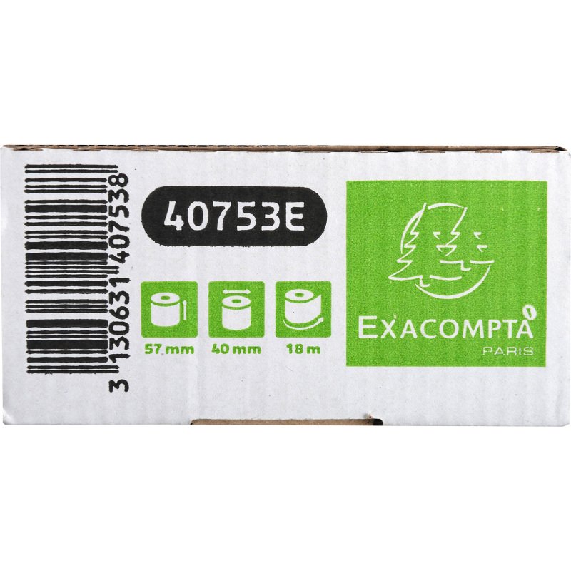 Bobines Terminaux bancaires Exacompta 40753E - l 57 mm x L 18 m, Ø 40 mm - 1 pli(s) - paquet de 10