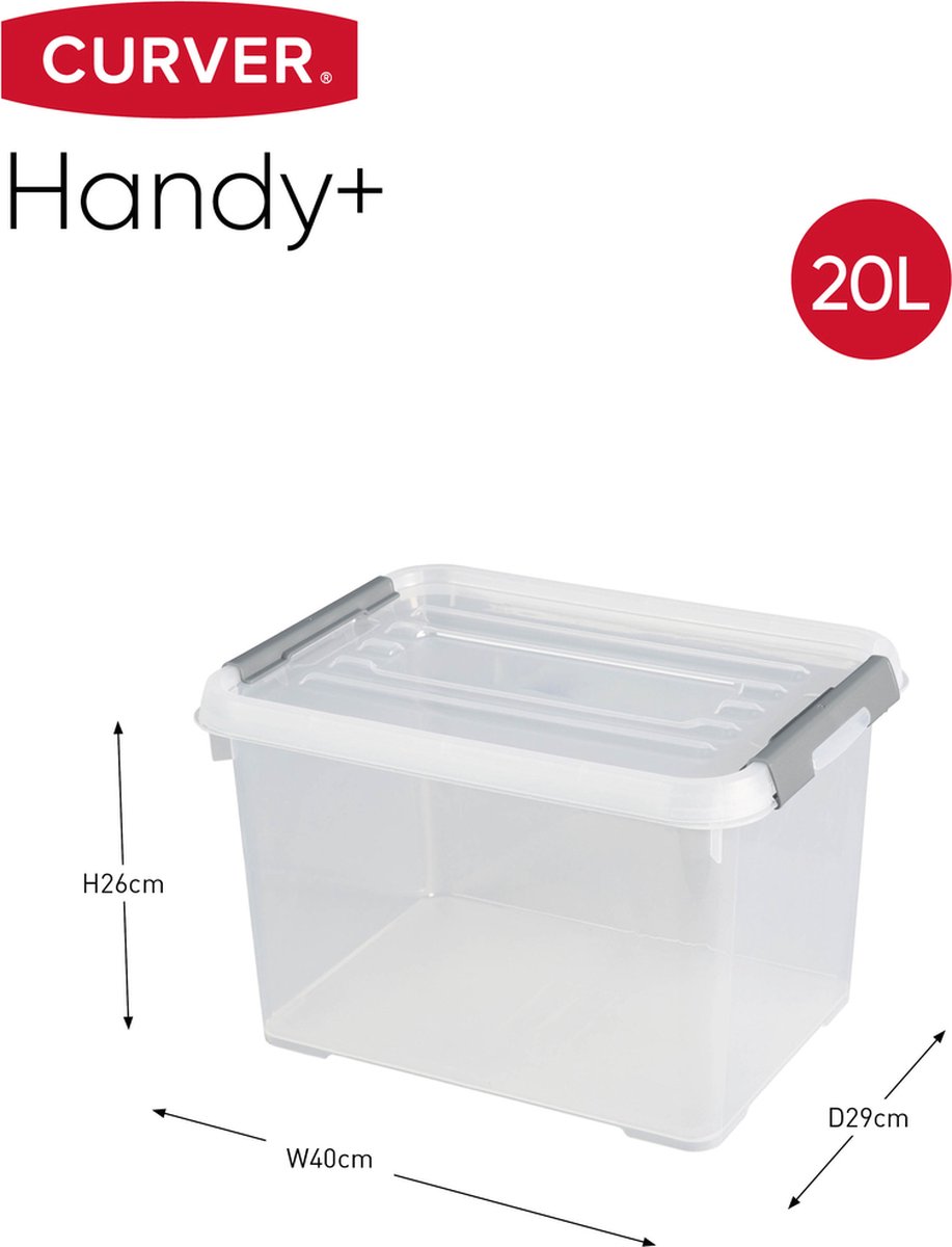 Curver Handy+ 20 liter opbergbox met deksel - 3 stuks