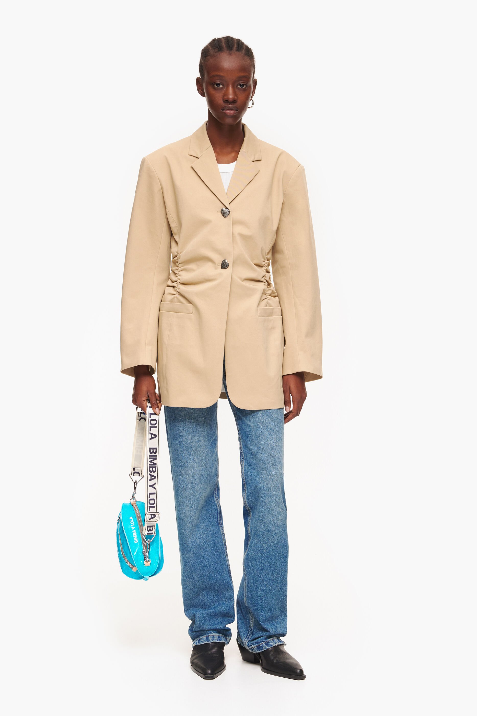 Blazer de algodão cor camelo