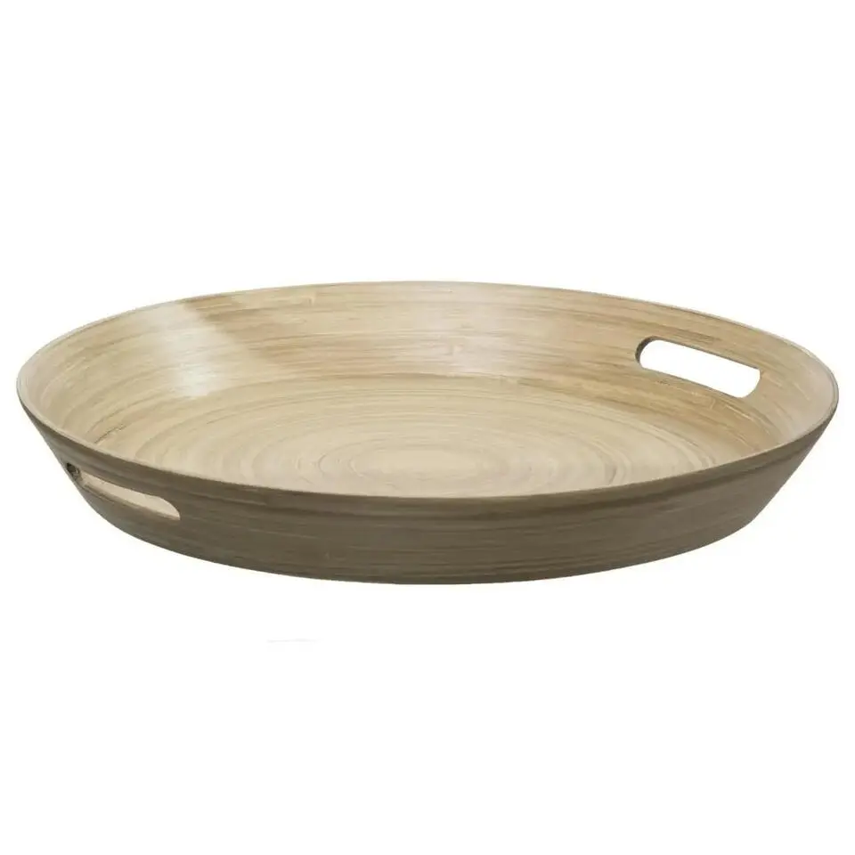 5Five Dienblad/serveerblad - bamboe bruin - handvaten - D42 cm