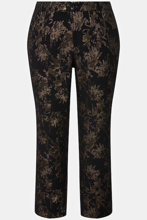 Jacquad-Hose Sophie, Gold-Design, schmales Bein