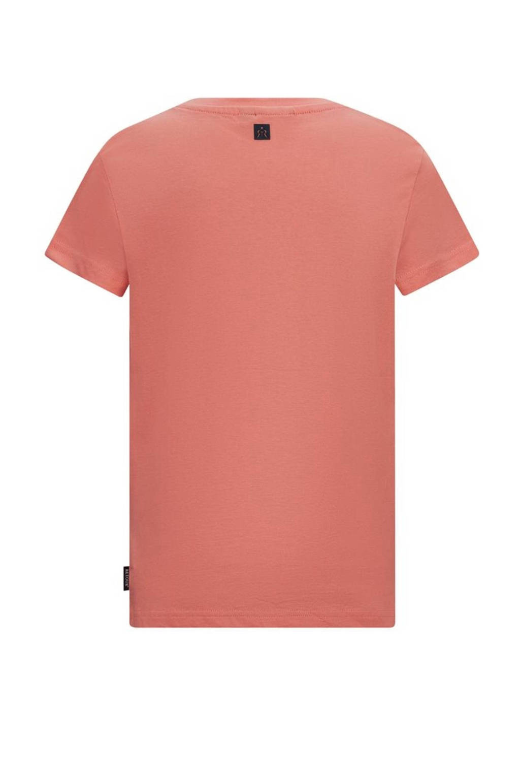 Retour Jeans T-shirt Raoul met printopdruk koraal