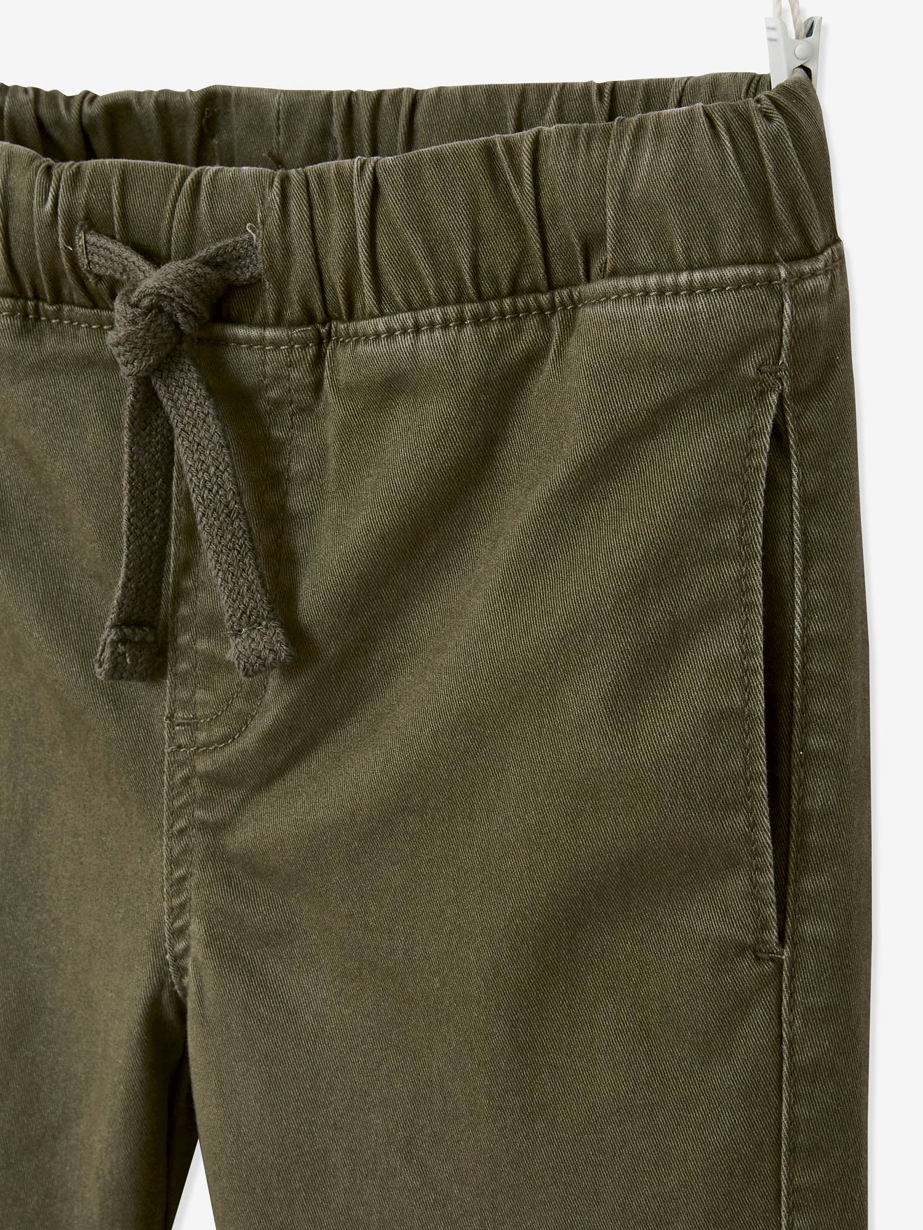 Calças cargo fáceis de vestir para meninos, marrom médio, lisas com estampas.