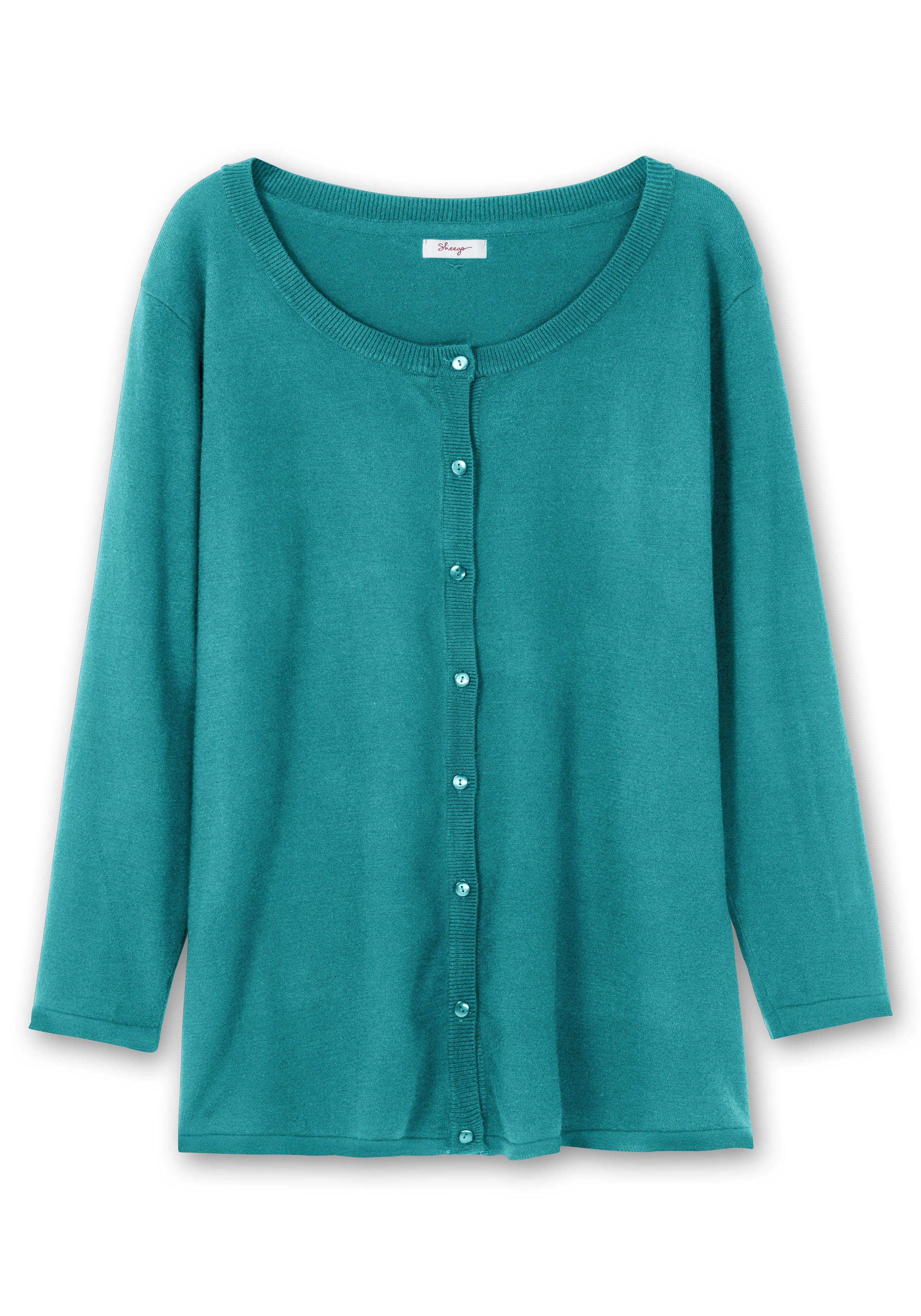 Feinstrickjacke mit Rundhalsausschnitt und Knopfleiste