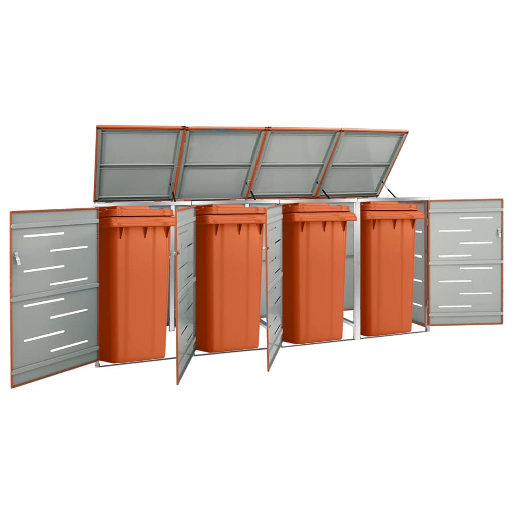 vidaXL Afvalcontainer 4-delig 276,5x77,5x112,5 cm staal