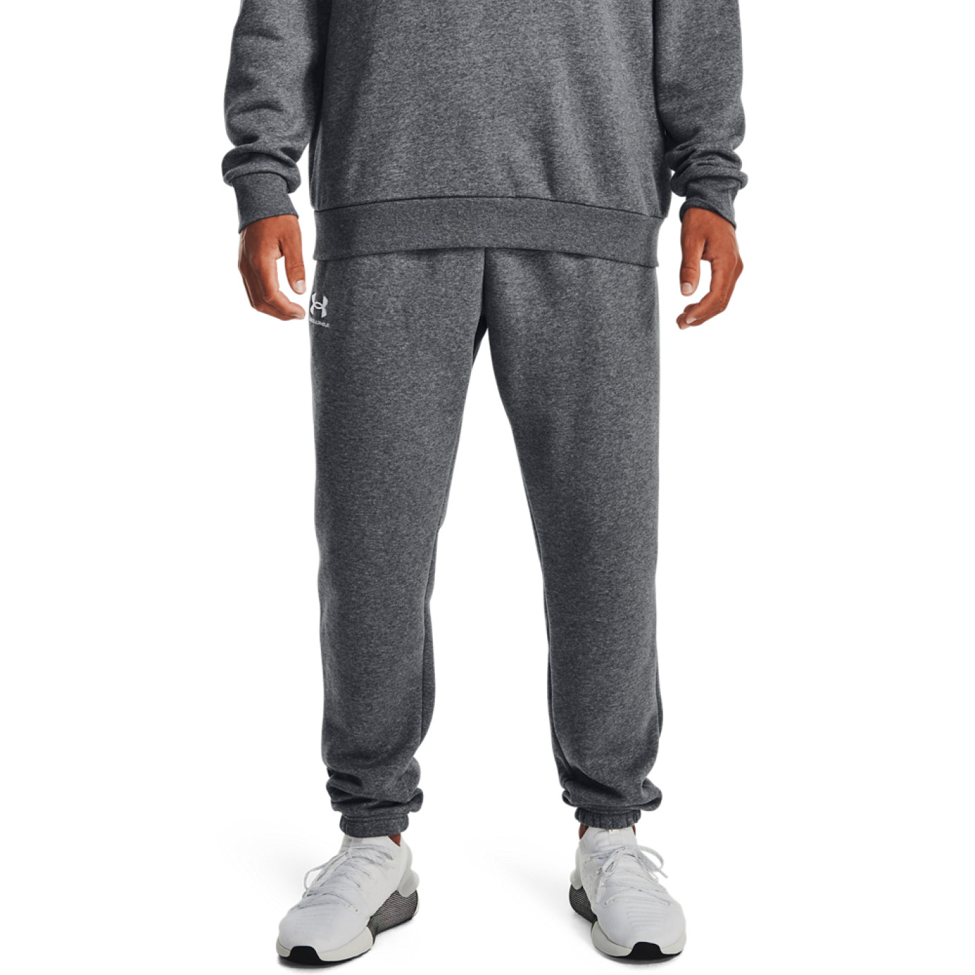 Under Armour Essential Fleece Crew Trainingspak Grijs Wit