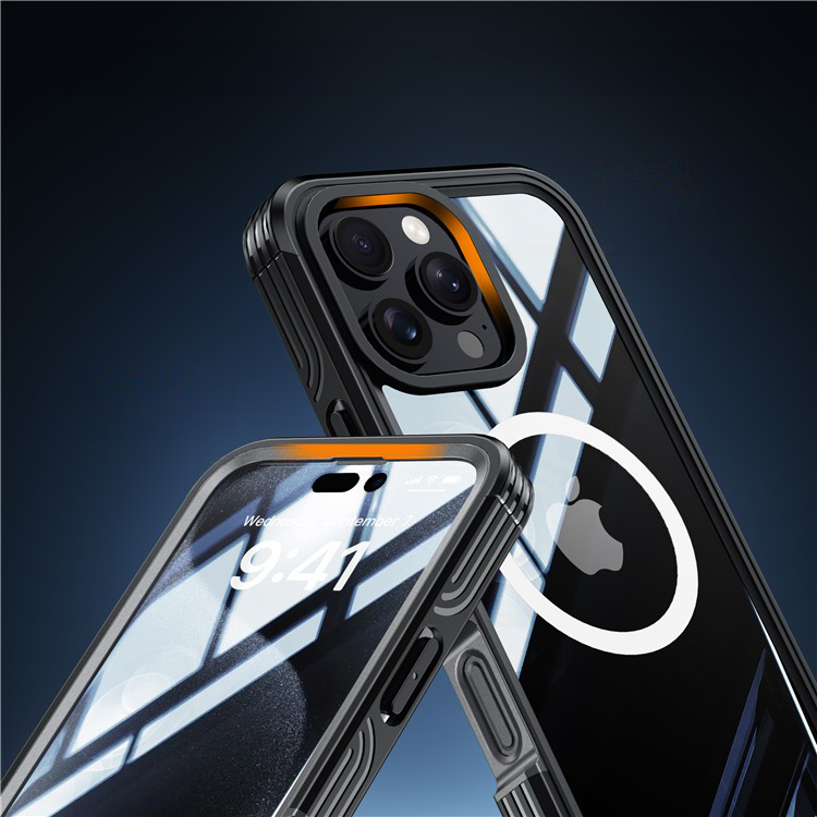 iPhone 16 Pro Magnetische Schutzhülle mit Panzer Glas Backcover   Displayschutz (Magnet-Technologie) - Schwarz / Grau