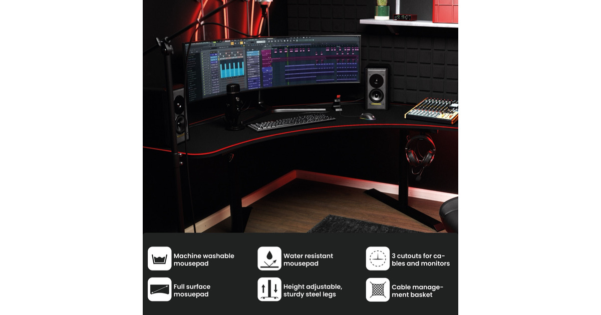 ArozziArena Angelo - Black gaming desk  (Zwart)