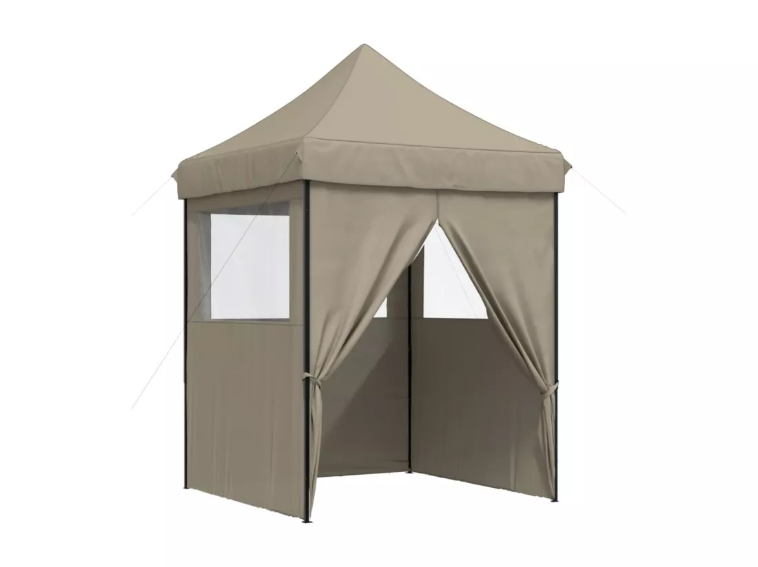 Tente de réception pliable escamotable 4 parois latérales taupe