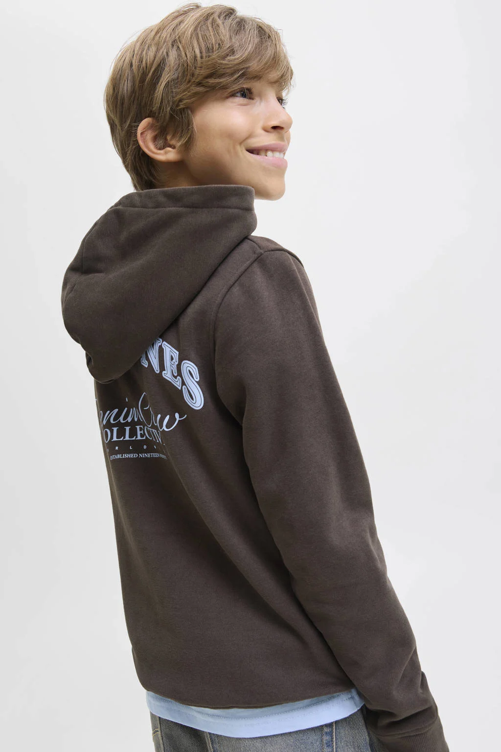 JACK & JONES JUNIOR hoodie donkerbruin