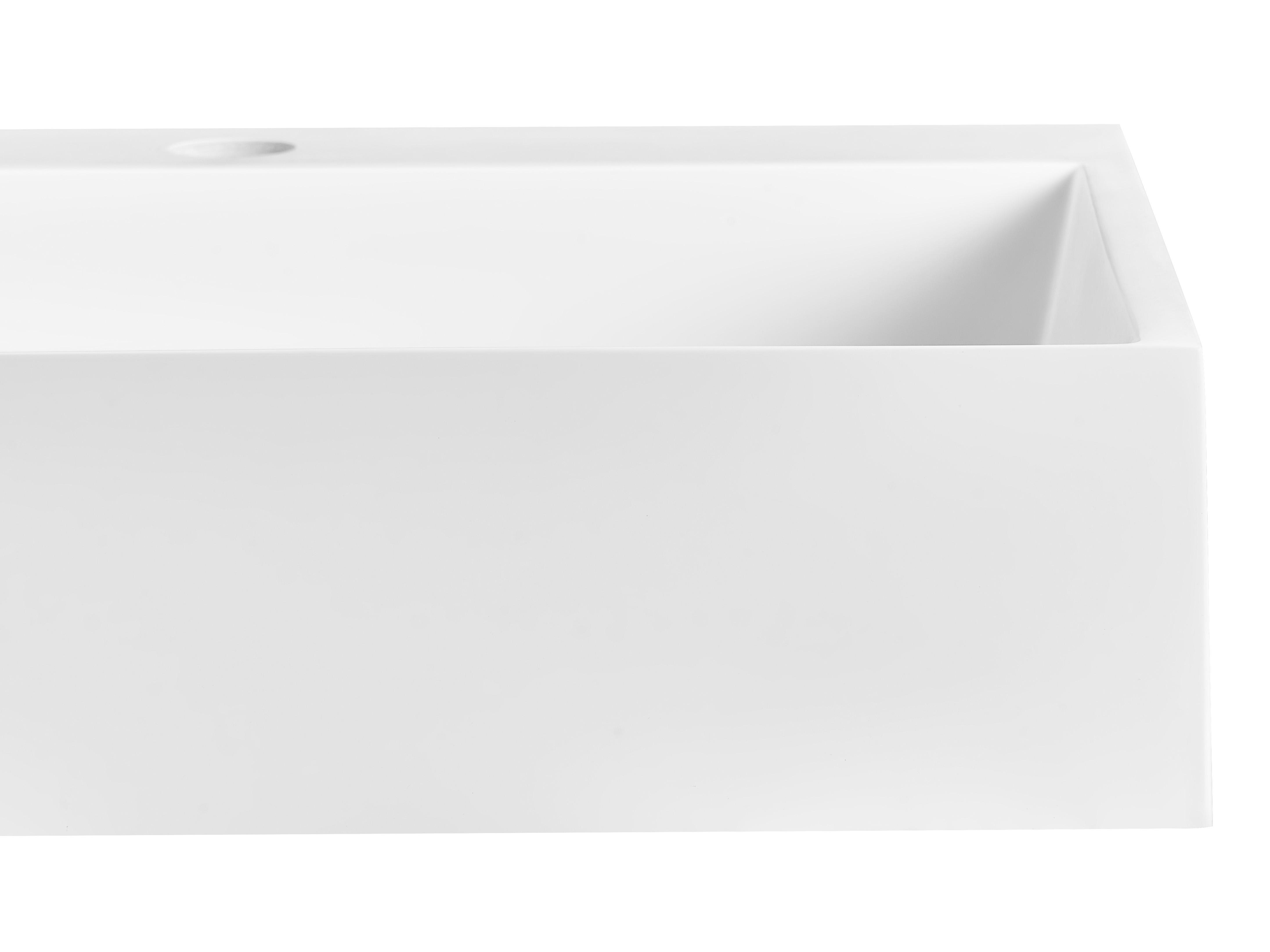 Wandgemonteerd dubbele wastafel QUENKO 120 x 46 cm Mineraal gietwerk Wit