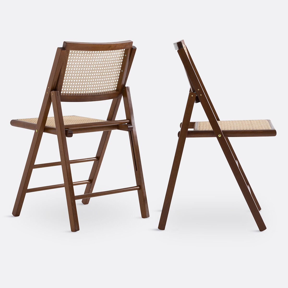 LA REDOUTE INTERIEURS<br>Conjunto de 2 cadeiras dobráveis em madeira de faia e rattan, Rivia