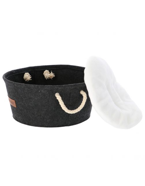 Pets Dreamteam Mand Rond Vilt - Dierenmand - Ø39x17 cm Antraciet
