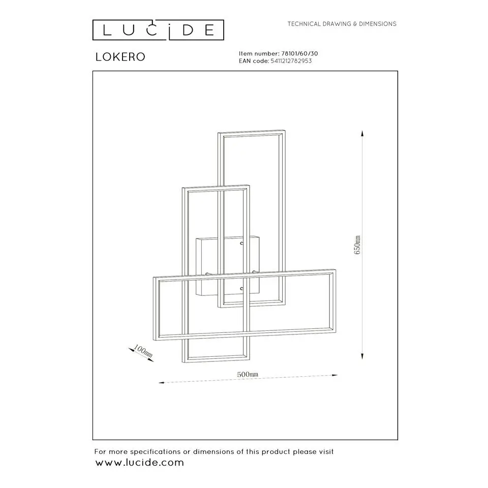 Lucide LOKERO Plafonnière - Zwart