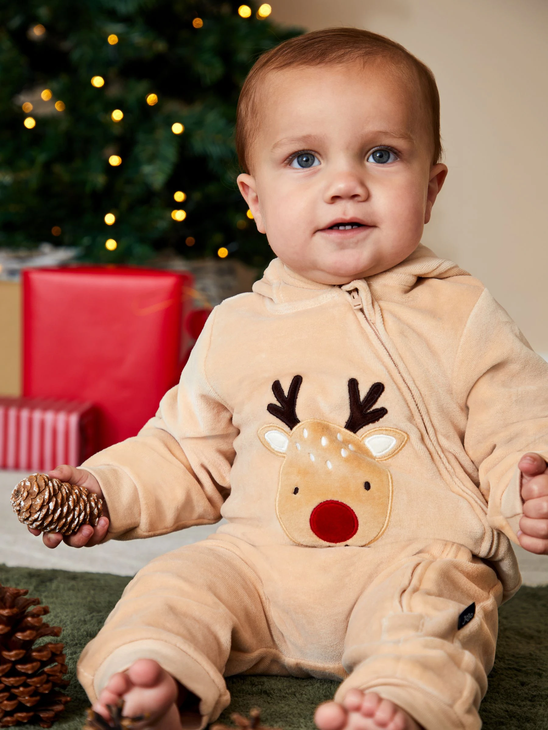 JoJo Maman Bébé Kerstmis Rendier Velours All-in-one