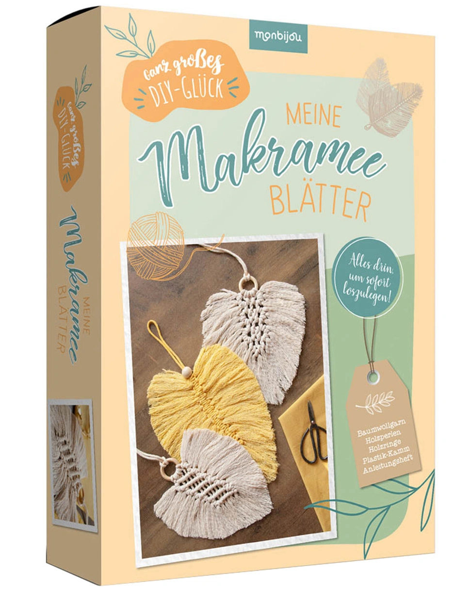 Handarbeits-Set MEINE MAKRAMEE BLÄTTER in bunt