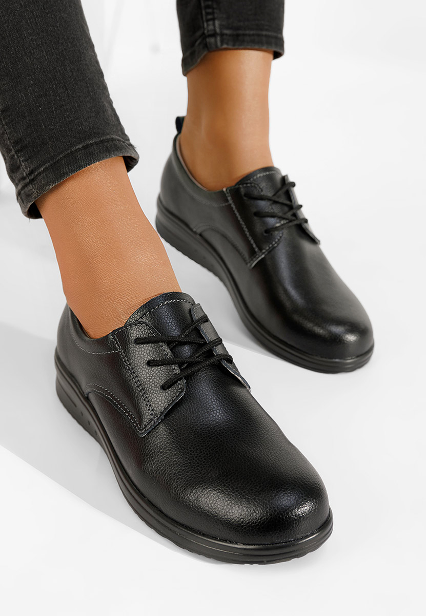 Chaussures casual femme en cuir noirs Mefira