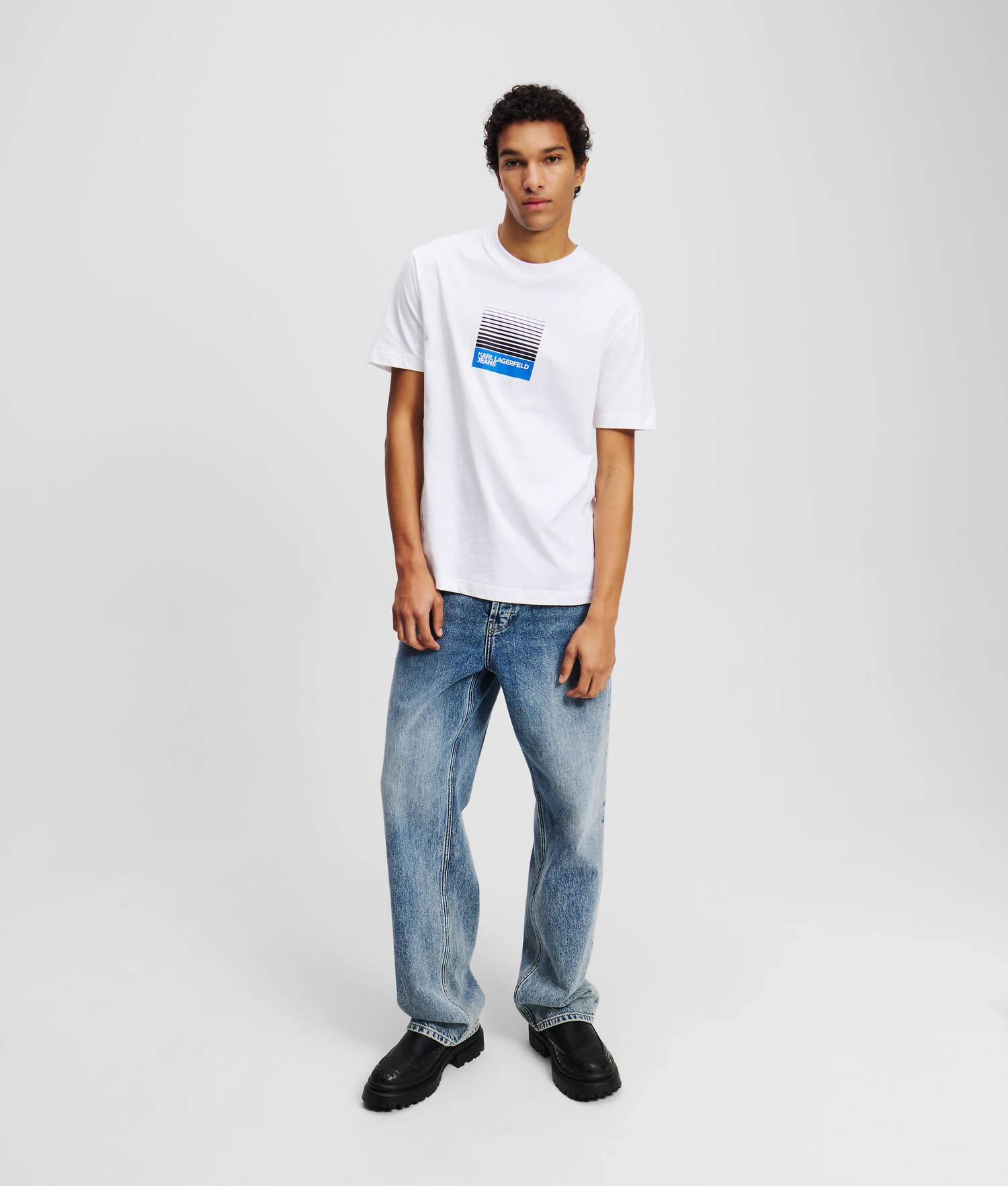 T-SHIRT LOGO ENCADRÉ ESTOMPÉ - Blanc
