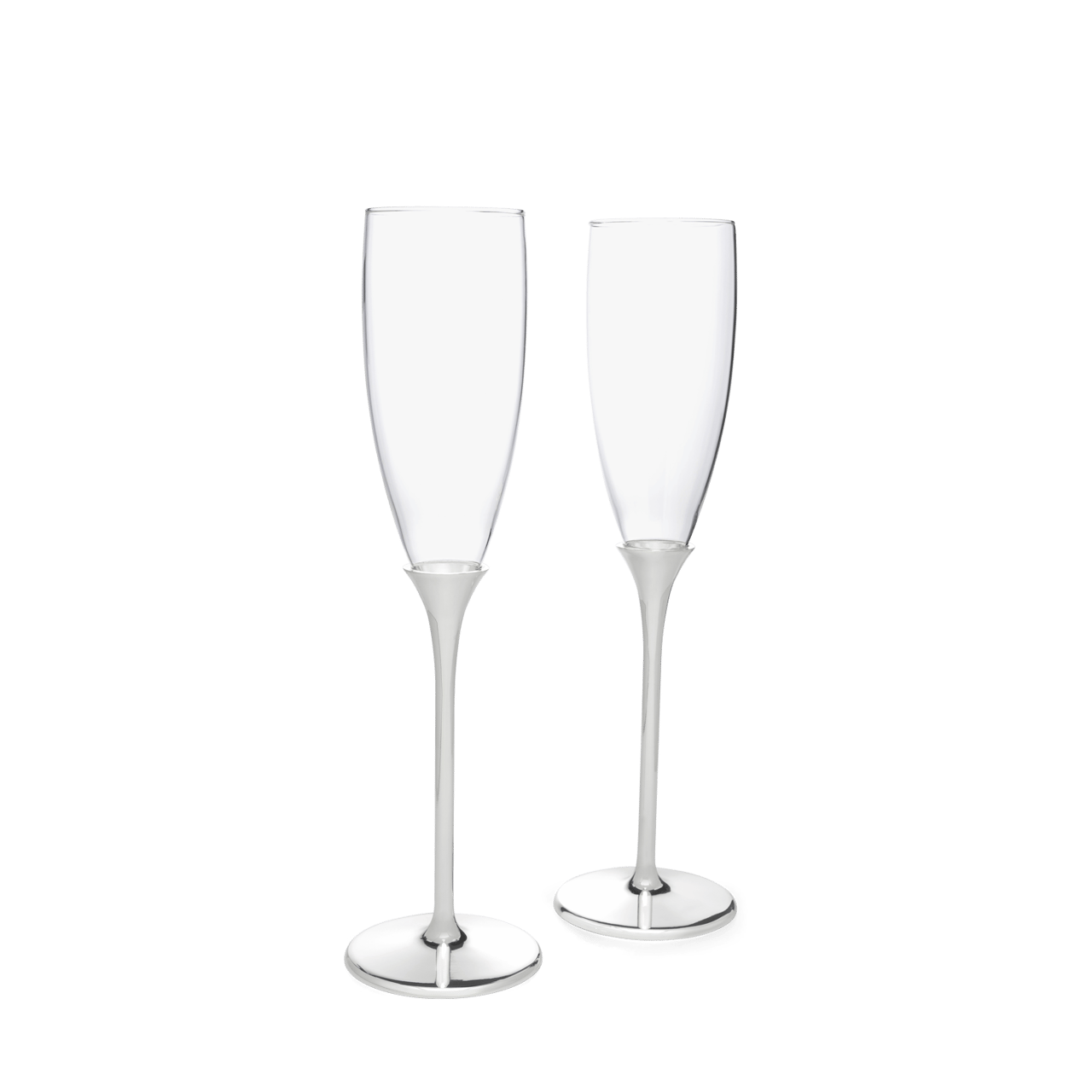 Champagneglazen verzilverde voet, set van twee