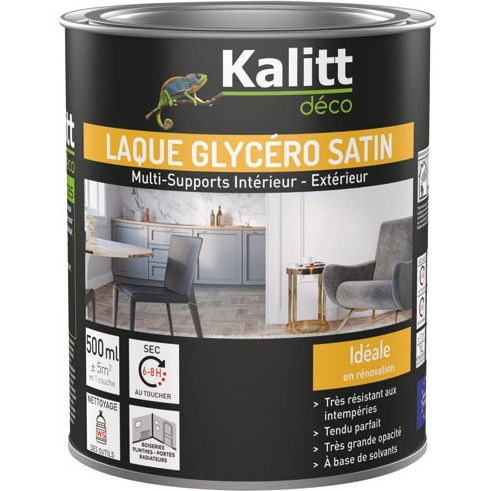Laque glycéro Satin Multi-supports 0.5 L - Blanc Crème