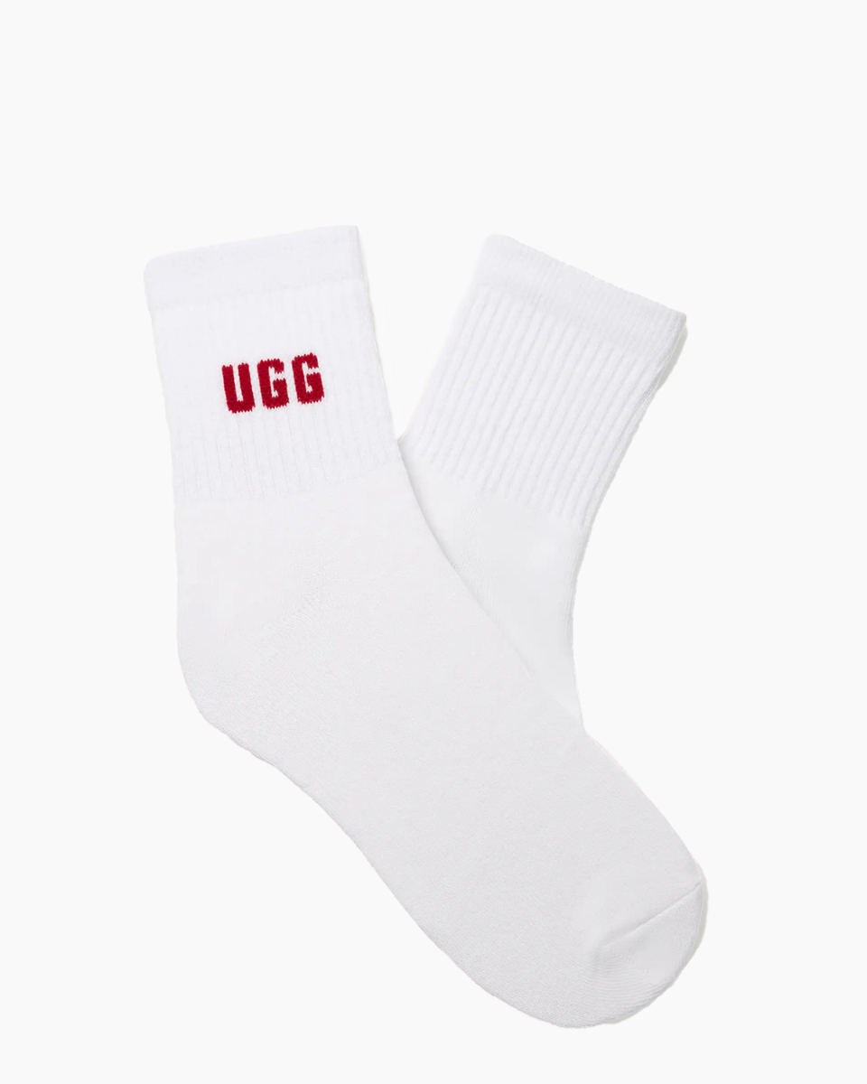 UGG Quinlin Logo Quarter 2 Pack Socks Wit/Grijs Damessokken